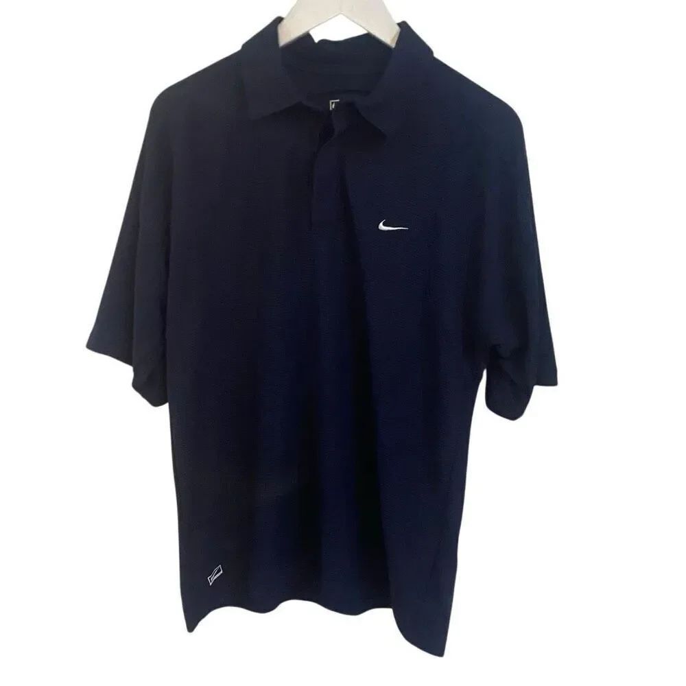 Nike Performance waffle knit shirt sleeve collared medium blue